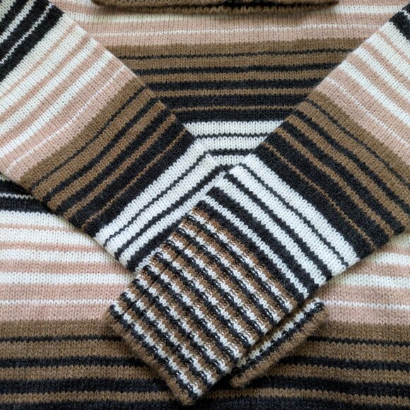 NWT 360 Sweater Italian Yarn Striped Turtleneck 35% merino wool 30% alpaca - Picture 3 of 7